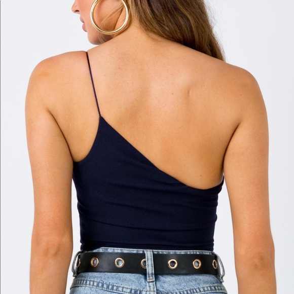 Princess Polly Bria Top - One Shoulder Navy Top - Picture 3 of 5